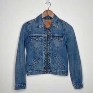 Levi’s x Dolls Kill Orange Tab Denim Ring Zip Trucker Jean Jacket